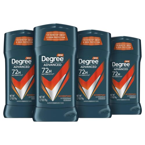 Degree Men Antiperspirant Deodorant Adventure 4 Count, 2.7 Oz, Woodsy, Stick