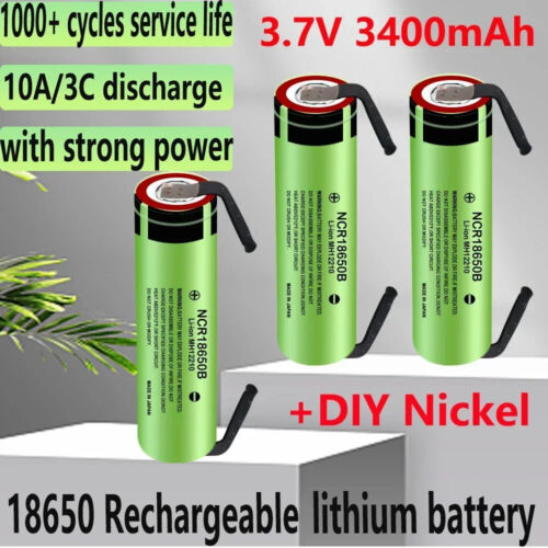 Original Panasonic 18650 NCR18650B Rechargeable Li-ion Battery 3.7V +DIY Nickel