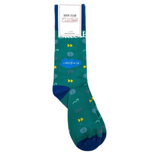 Sock Club Salesforce Dreamforce Trailhead  Green Blue Socks Logo Symbols