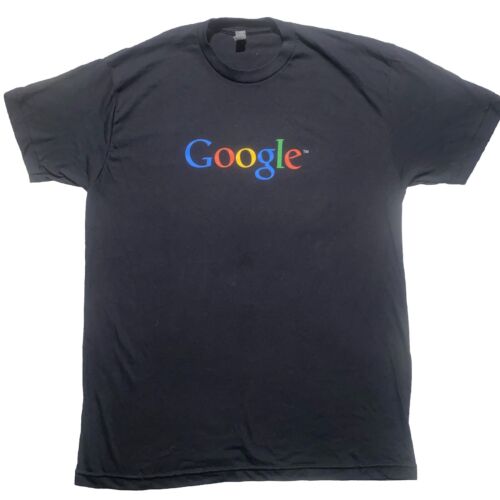 Vintage GOOGLE (Alphabet, Search, Gmail) T-shirt Large Black Single Stitch Soft