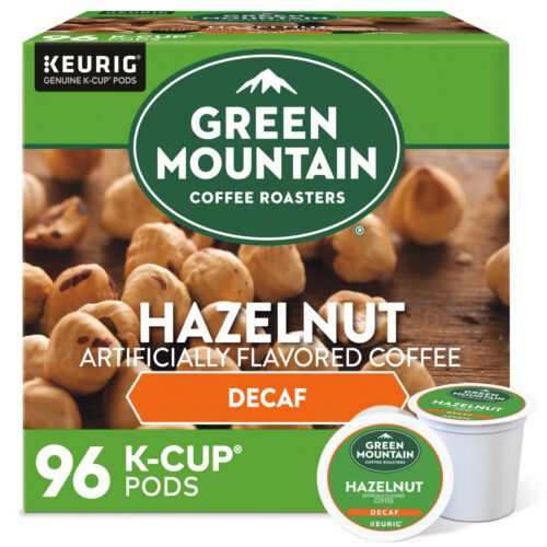 Green Mountain Coffee Hazelnut Decaf, Keurig K-Cup Pod, Light Roast, 96 Count