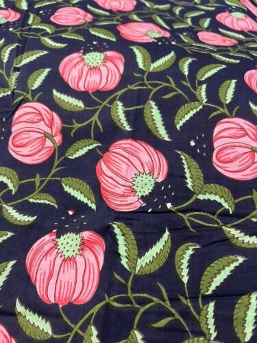 Indian Floral Print Dressmaking Cotton Fabric Hand Block Print_700 By 5 Yard