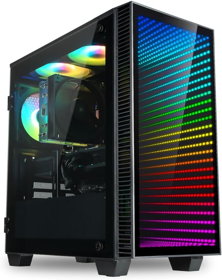 Continuum Micro Gaming Desktop – NVD GeForce RTX 4060 Ti 8GB, AMD 8-Core Ryzen 7 5700X Processor, 32GB RAM, 512GB NVMe SSD + 3TB HDD, WiFi, Windows 11 Home – RGB Gamer Computer