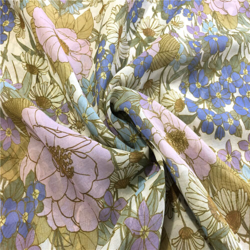 65% Silk 35% Cotton 12 Momme Thin Fabric floral print 53″ wide by the yard JJ007