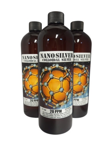 colloidal silver Nano Silver 20 PPM 64 Onces Four 16-ounce Bottles