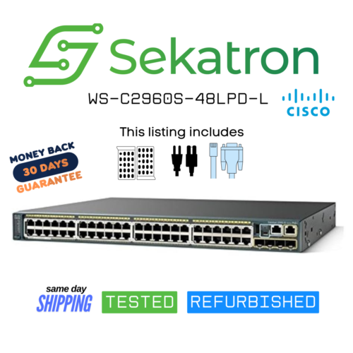 Cisco WS-C2960S-48LPD-L 48-Port Gigabit PoE+ Switch w/ 2x 10G SFP+ Uplinks