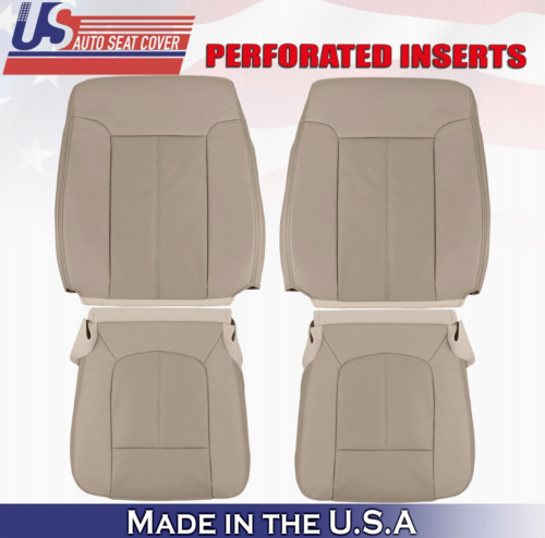 2011 to 2016 For Ford F450 F550 Lariat 2x Top & 2 Bottom Leather Seat Covers Tan