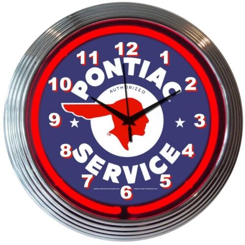 Gm Pontiac Authorized Service Neon Clock 15″x15″