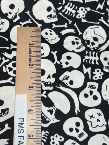 TT Halloween Skulls Bones Glow in the Dark 100% cotton fabric by the yard CG2009