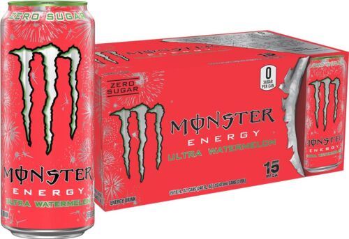 Monster Energy Ultra Watermelon Energy Drink Sugar Free 16 Ounce Pack of 15