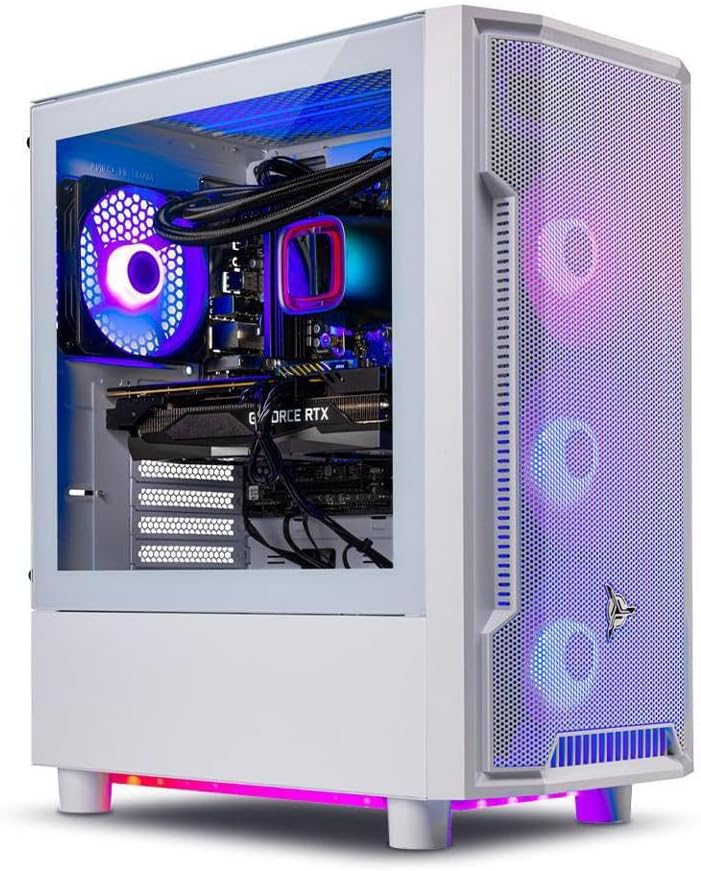 Skytech Gaming Archangel Gaming PC, Ryzen 7 5700X 3.4 GHz, RTX 4060, 1TB NVME, 16GB DDR4 RAM 3200, 600W Gold PSU Wi-Fi, Win 11 Home, RGB-Keyboard and RGB-Mouse Included