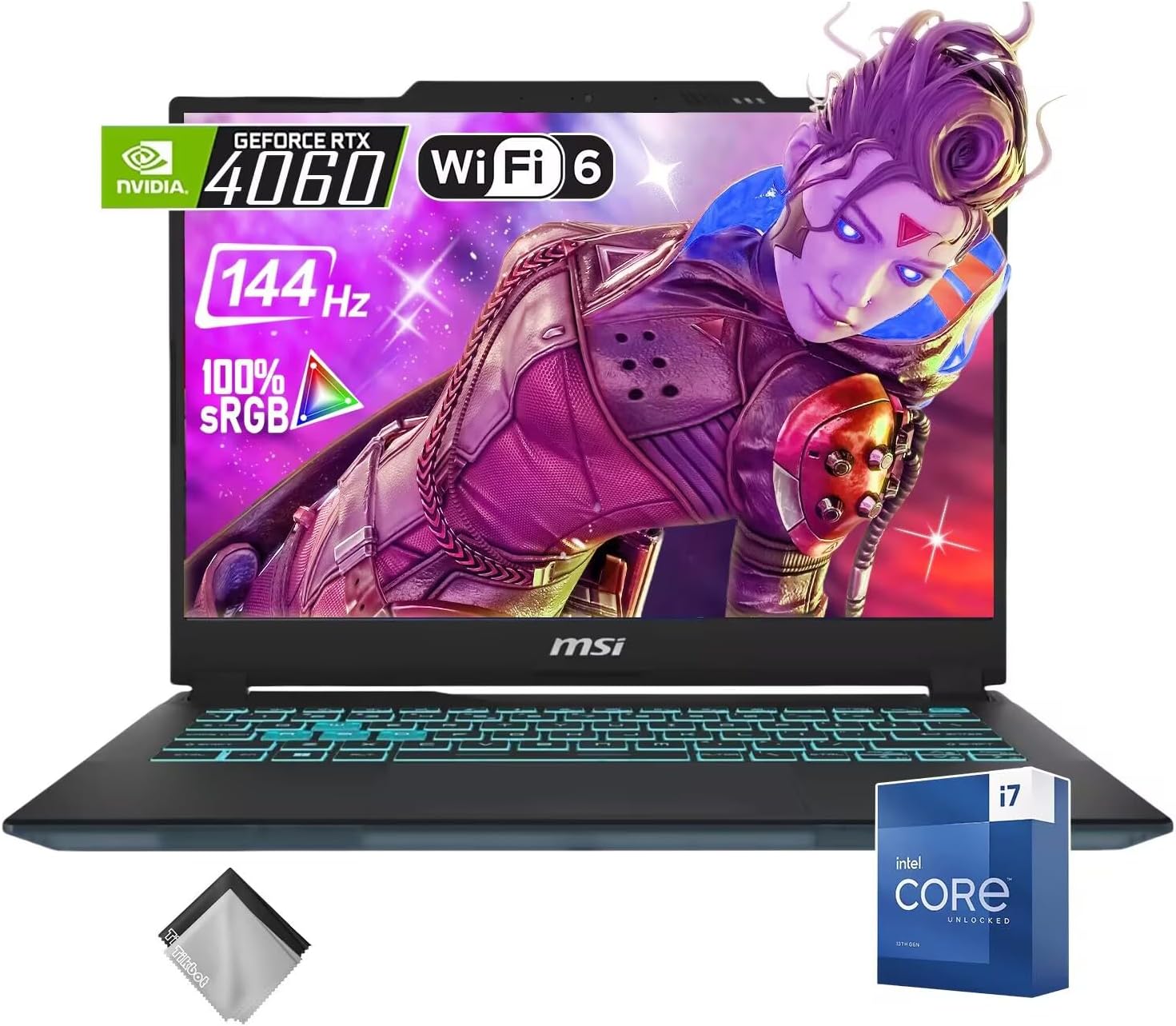 MSI Cyborg 14″ 144Hz Gaming Laptop- Intel Core i7-13620H-NVIDIA GeForce RTX 4060-Backlit-Window 11 Home-W/Cloth (64GB RAM |4TB PCIE)