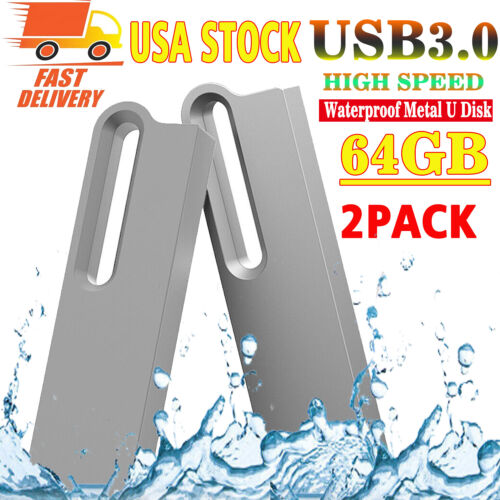 2PCS 64 GB USB 3.0 Flash Drive Pen Drive Memory Stick Thumb U Disk Metal Storage