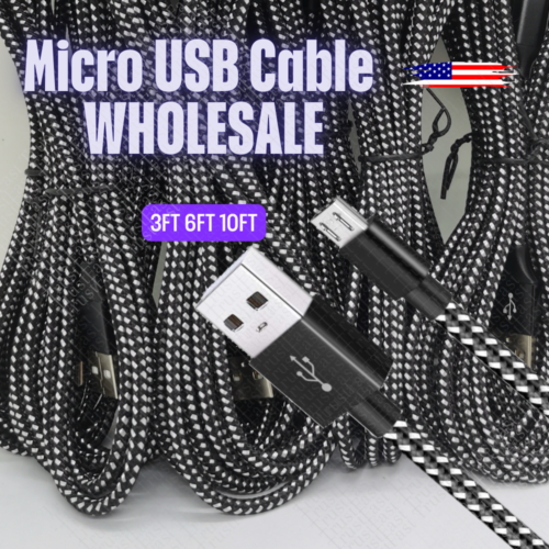 Wholesale Lot Braided Micro USB Fast Charger Cable Data Cord For Samsung Android