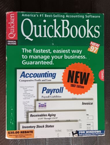 Intuit Quickbooks 1997  Version 5.0 Windows Pc Computer Software 3.5 Inch Disks