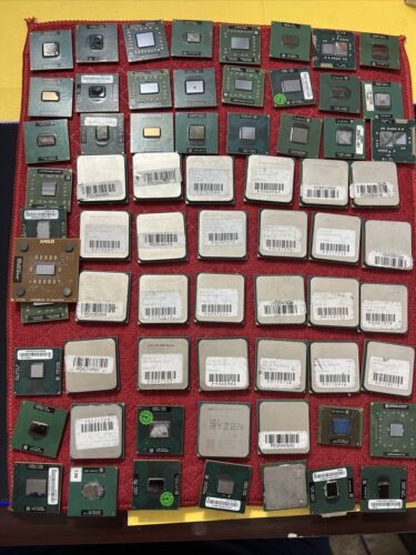 Mixed Lot Of 67 AMD Cpu High Yield Pinned GOLD Processing Chips Scrap 3lb