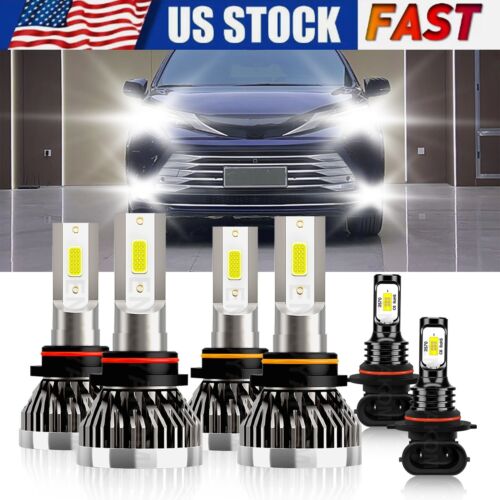 For Toyota Sienna 2006 LED Headlight High Low Beam Fog Light Bulbs Kit 6000K