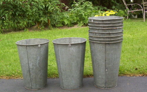 2 OLD GALVANIZED Sap Buckets Maple Syrup Bucket TAPERED