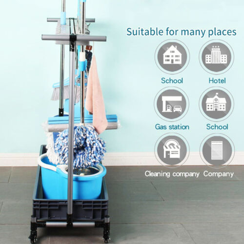 Movable Cleaning Tools Storage Cart With Wheels Multifunctional Tool Holder