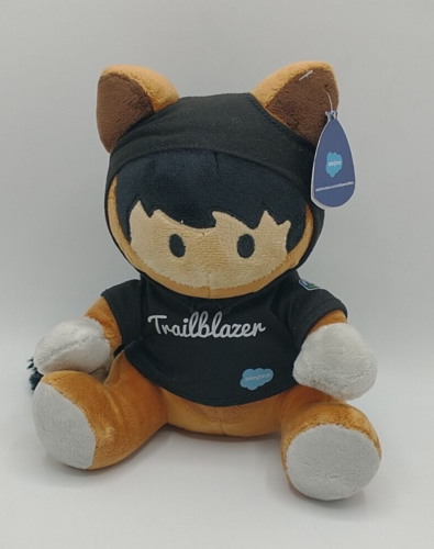 Salesforce Astro Raccoon Plush Trailhead Trailblazer Black Hoodie 8″ Sitting NEW