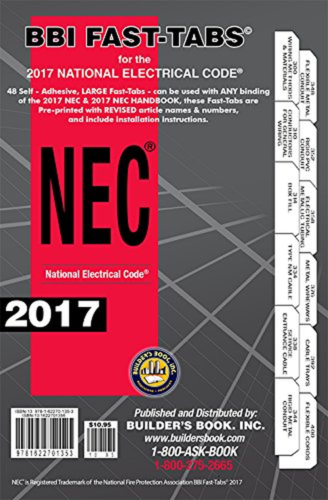 2017 National Electrical Code NEC Softcover Tabs