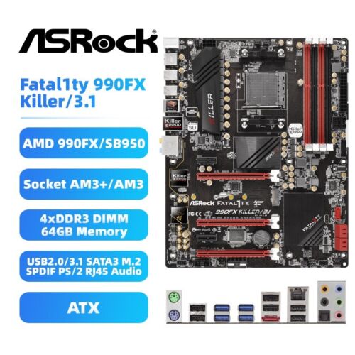 ASRock AMD 990FX Motherboard Fatal1ty 990FX Killer/3.1 AM3+/AM3 DDR3 SATA3 SPDIF