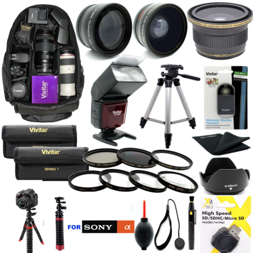 SONY ALPHA A6000 PREMIUM HD 40.5MM ACCESSORIES KIT LENSES TRIPOD BACKPACK FLASH