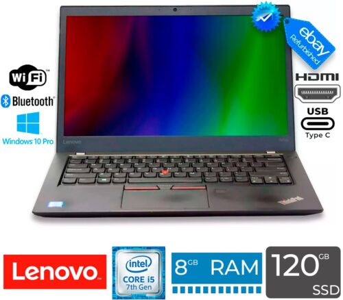 Lenovo ThinkPad T470s 14″ Intel i5-7300U 2.6GHz 8GB RAM 120GB SSD WiFi+BT Win 10