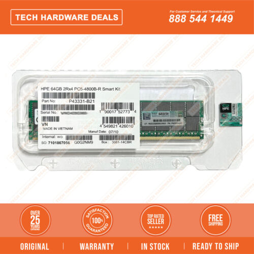 P43331-B21 3 Year HPE Warranty RETAIL BOX HPE 64GB 2Rx4 DDR5-4800 CAS-40-39-39 E