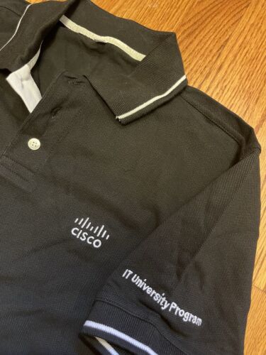 CISCO logo POLO SHIRT Small Black VoIP Cloud CCIE CCNA CCSD Certified Router S