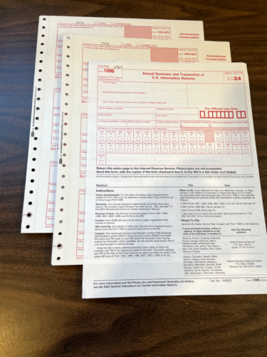 2024 TWO IRS FORM 1099-NEC and FORM 1096 (SIX RECIPIENTS)