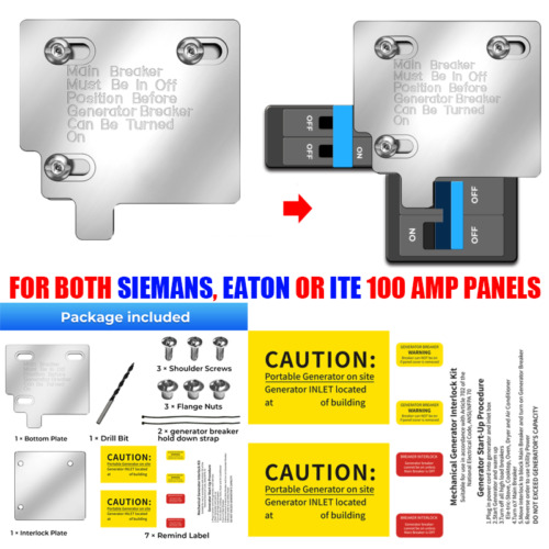 Generator interlock and or Transfer Switch Caution Labels NEC Article 702.7