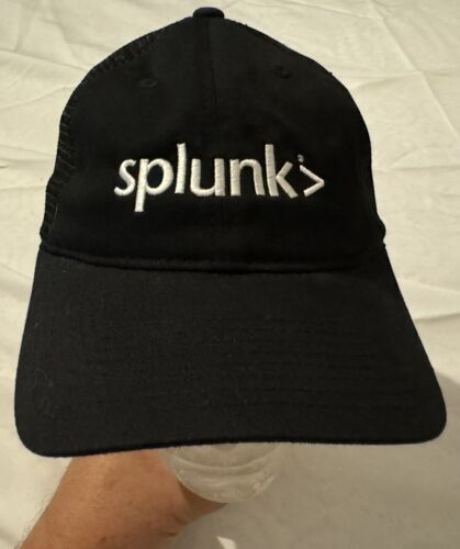 Splunk  Embroidered Logo Black Hat Cap Mesh SnapBack Decky