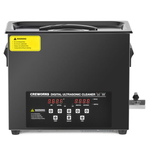 CREWORKS 6L Ultrasonic Cleaner 2.5X Heater Efficient w/ Degas & Gentle Mode