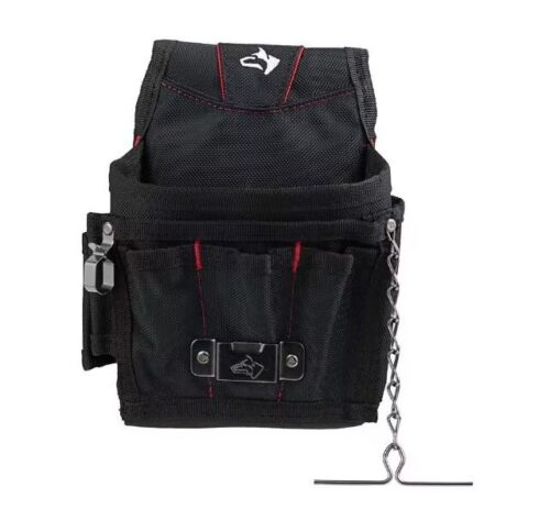 Maintenance Tool Belt Pouch 9-Pocket Black Back Flap Attaches Over Belt Storage