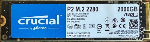 Crucial P2 2000GB M.2 Internal SSD PCIe Gen3 x4