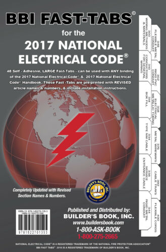 National Electrical Code NEC 2017 Fast-Tabs for Softcover, Spiral, Handbook TABS