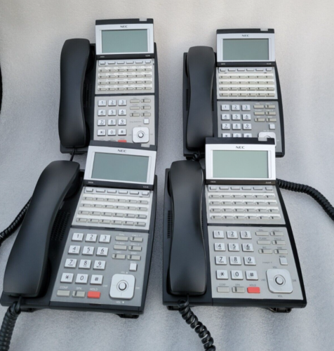 LOT OF 4 NEC UX5000 PHONE IP3NA-24TXH, DLV(XD)Z-Y (BK) IN WORKING CONDITION