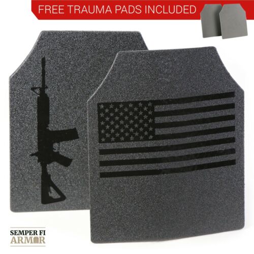 Body Armor AR500 American Flag 10×12 Plates! Immediate Shipping Free Trauma Pads