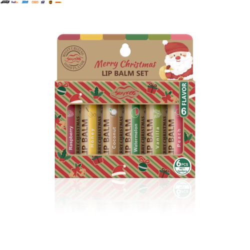 Christmas Gift 6Pcs/Box Lip Balm Set, Shiny and Moisturizing, Softening Dead Ski