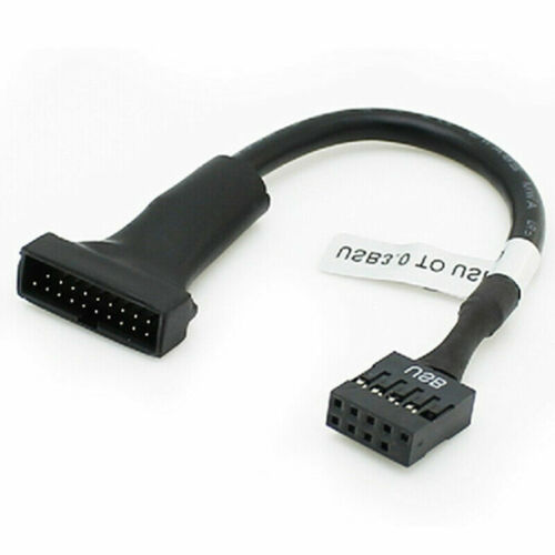 New Portable USB 3.0 20-pin Header Male to USB 2.0 9-pin Female Adapter Black