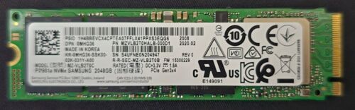 SAMSUNG PM981a 2TB NVME M.2 SSD MZ-VLB2T0B MZ-VLB2T0C MZVLB2T0HALB 2048GB