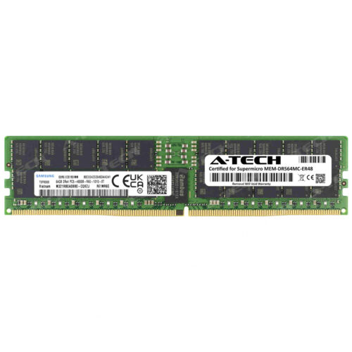 64GB PC5-38400 RDIMM Supermicro MEM-DR564MC-ER48 Samsung Equivalent Memory RAM