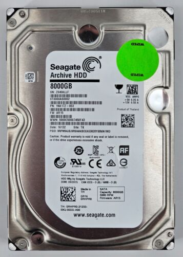 Seagate 8TB Hard Drive – 3.5″ SATA III 6Gb/s 5900 RPM HDD – ST8000AS0002