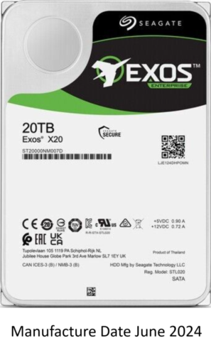 Seagate Exos X20 ST20000NM007D 20TB 512E 4KN SATA 6Gb/s 7200RPM 256MB Hard Drive