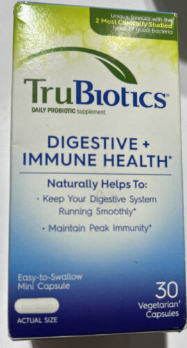 TruBiotics Digestive + Immune Health Daily Probiotic 30 Caps Exp 07/2025