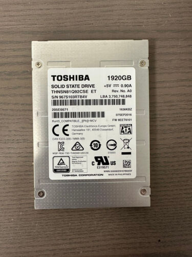 Enterprise SSD Solid State Drive THNSN81Q92CSE Toshiba 1.92TB SATA 6Gb/s 2.5″