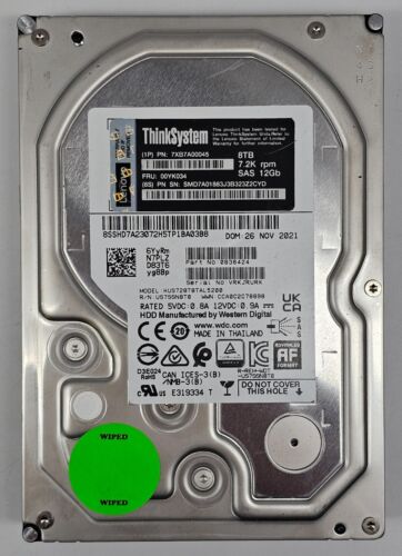 Western Digital 8TB HDD – 7200RPM 12Gbps 3.5″ SAS Hard Drive – HUS728T8TAL5200