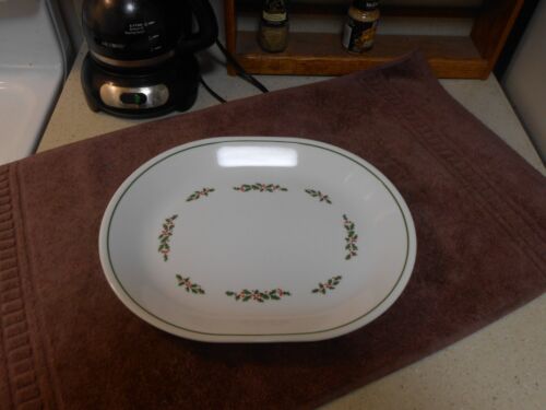 Corelle Christmas HOLLY DAYS  12″ Serving Platter Black Vein VERY CLEAN!