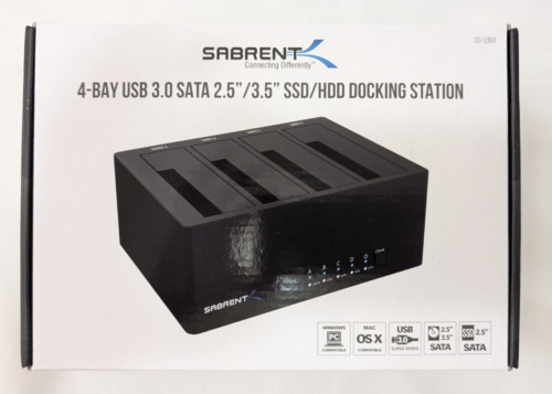 SABRENT 4-Bay USB 3.0 SATA 2.5″/3.5″ SSD/HDD Docking Station DS-U3B4